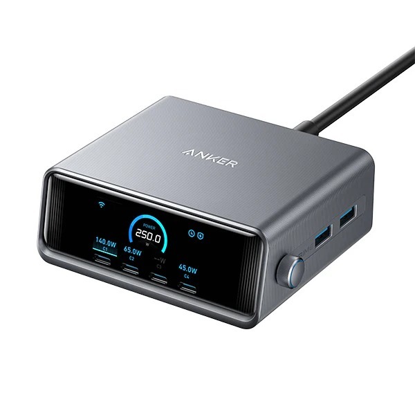 Anker Prime Charger (250W, 6 Ports, GaNPrime) 140W PD 6輸出智能桌上充電器 A2345 - Anker OA-04052